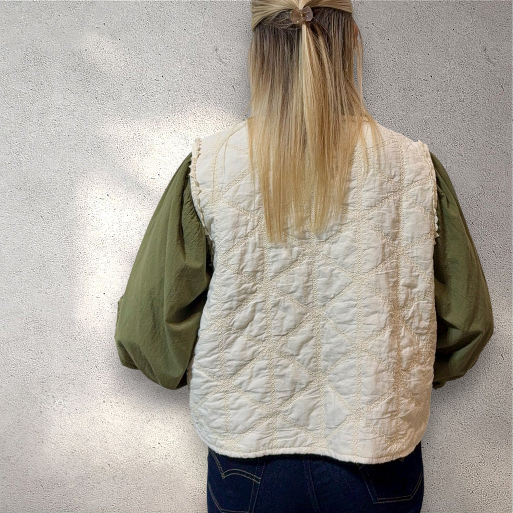 Gilet matelassé écru