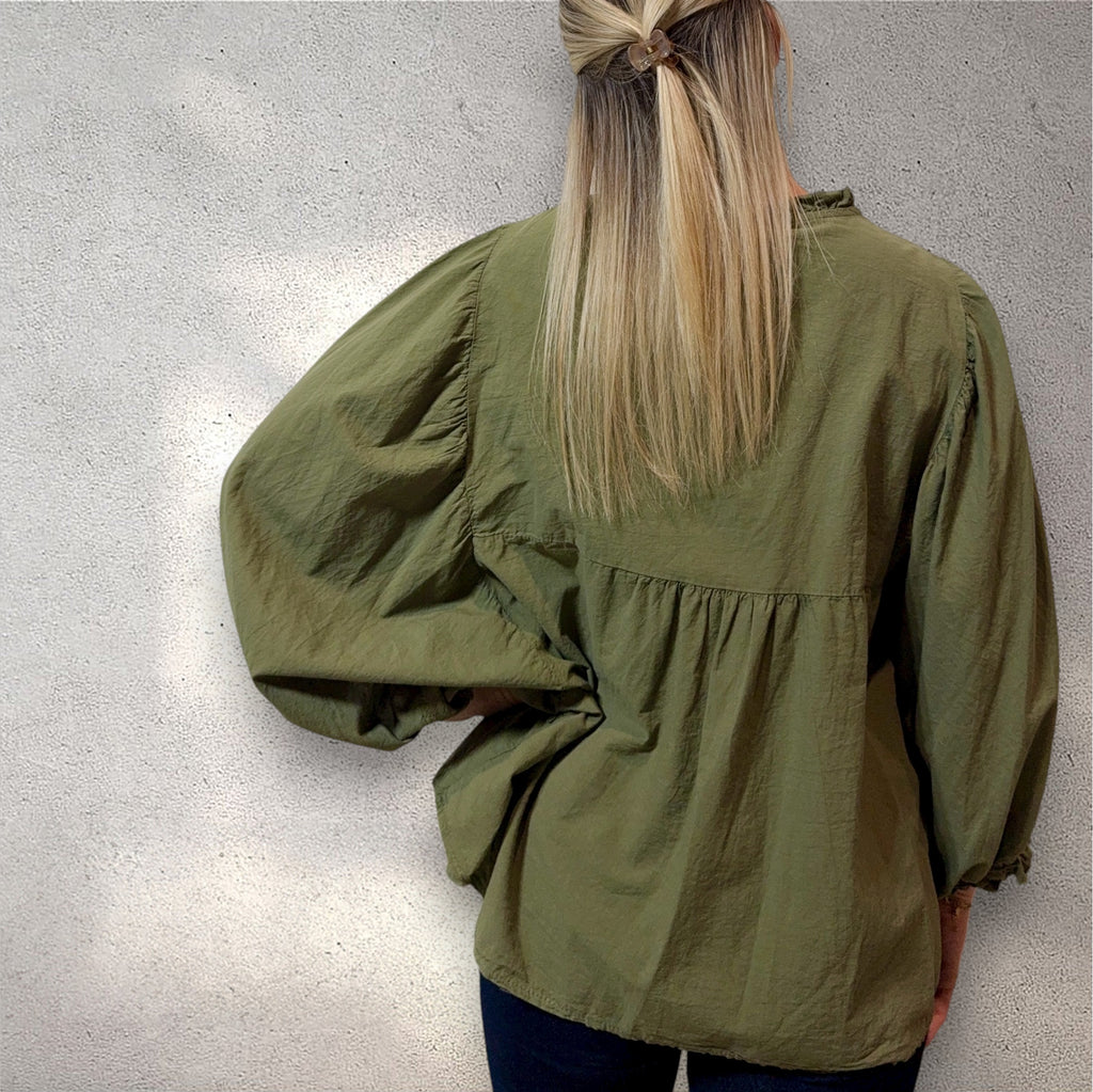 Blouse bohème vert olive