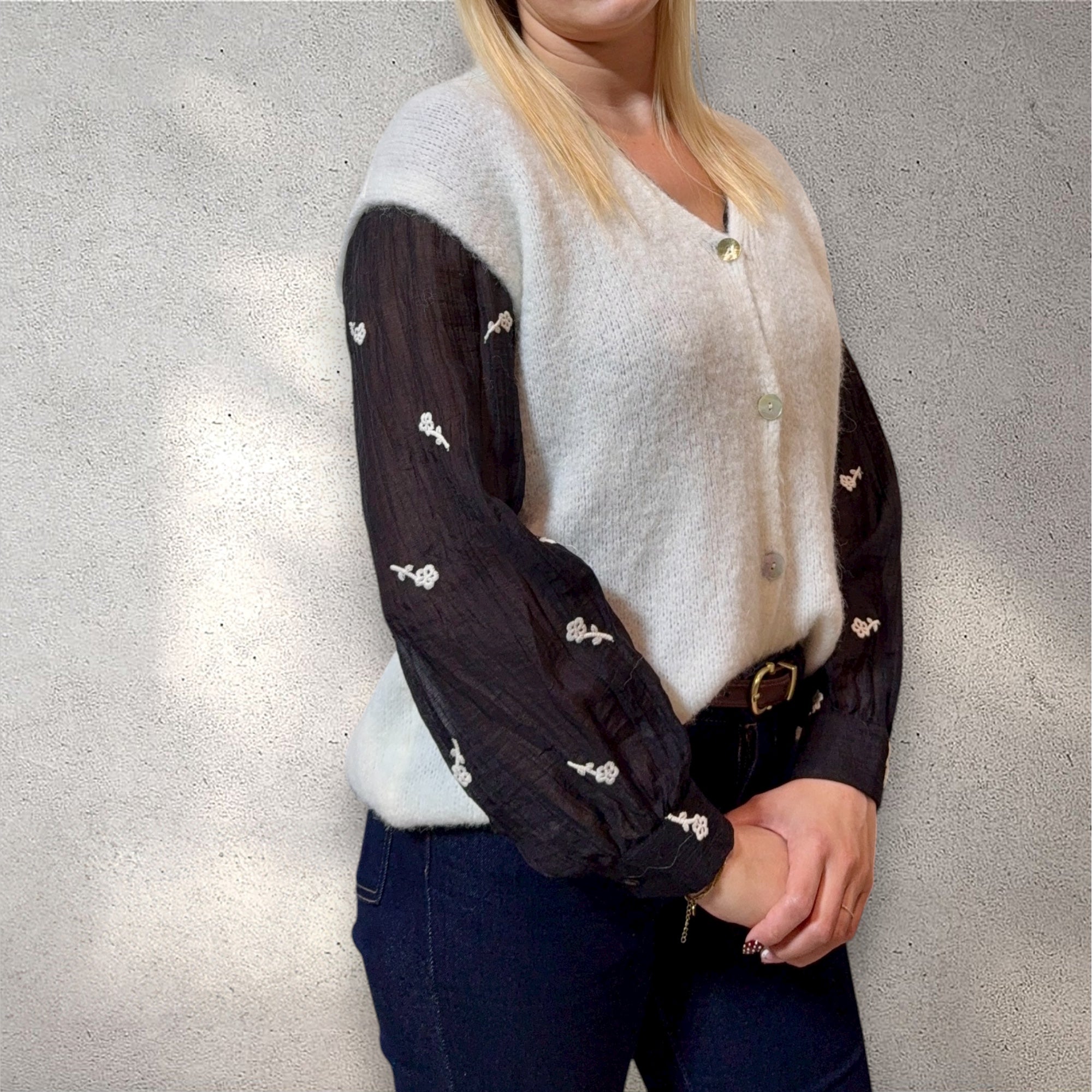 Gilet sans manche en maille blanc