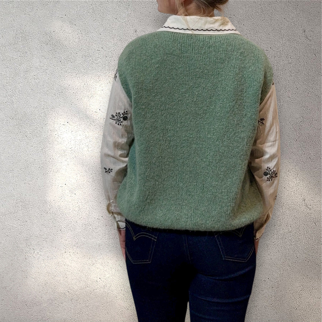 Gilet sans manche en maille vert sauge