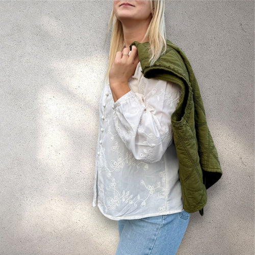 Blouse bohème beige à broderies