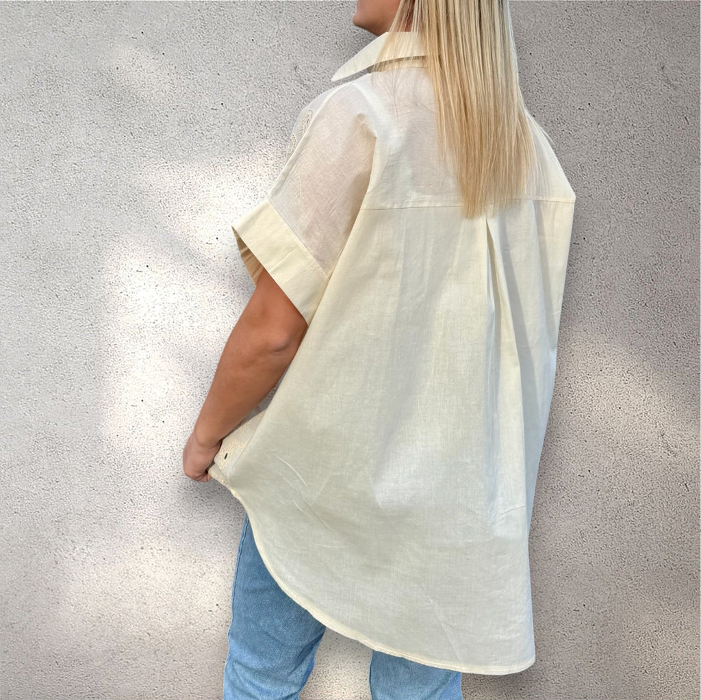 Chemisier asymétrique & broderies