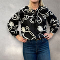 Blouse brodée bohème noire