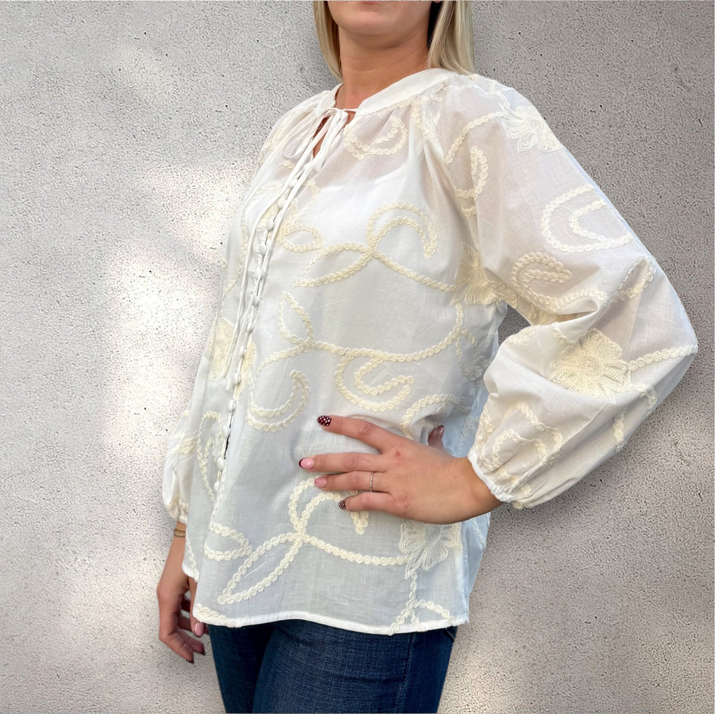 Blouse brodée bohème blanche