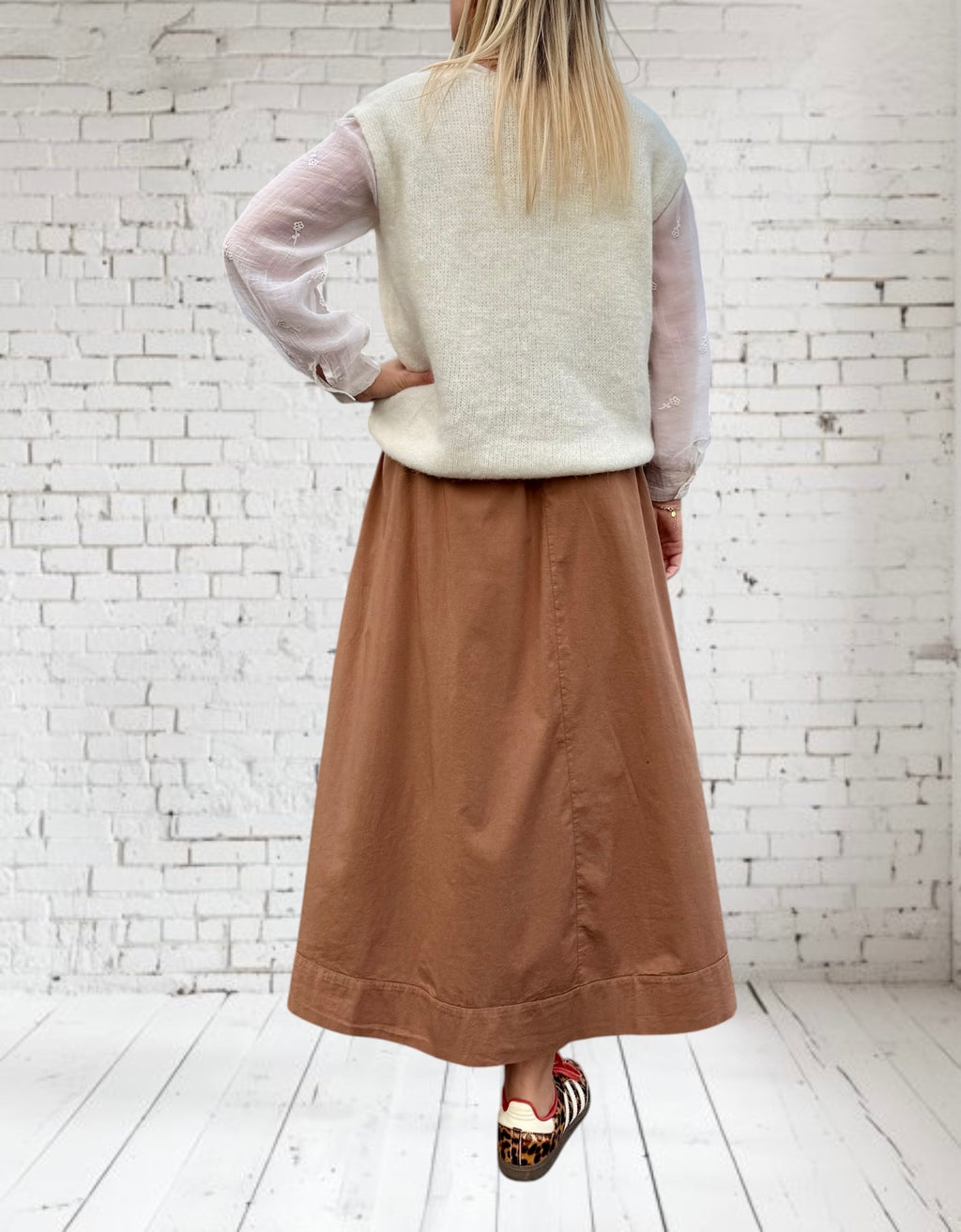Jupe longue volumineuse caramel