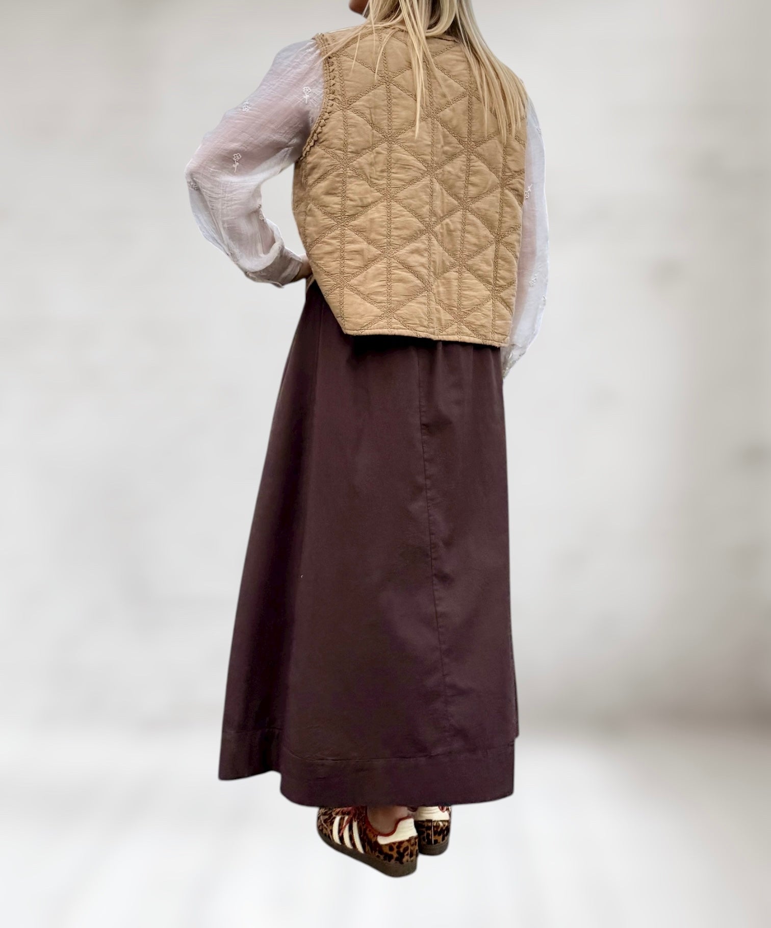 Jupe longue volumineuse chocolat